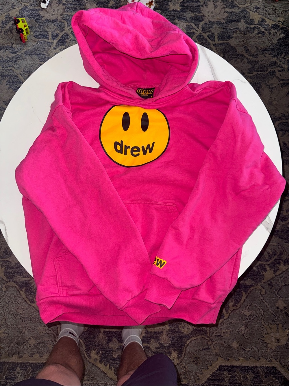 DREW Neon Pink Smiley Face Hoodie